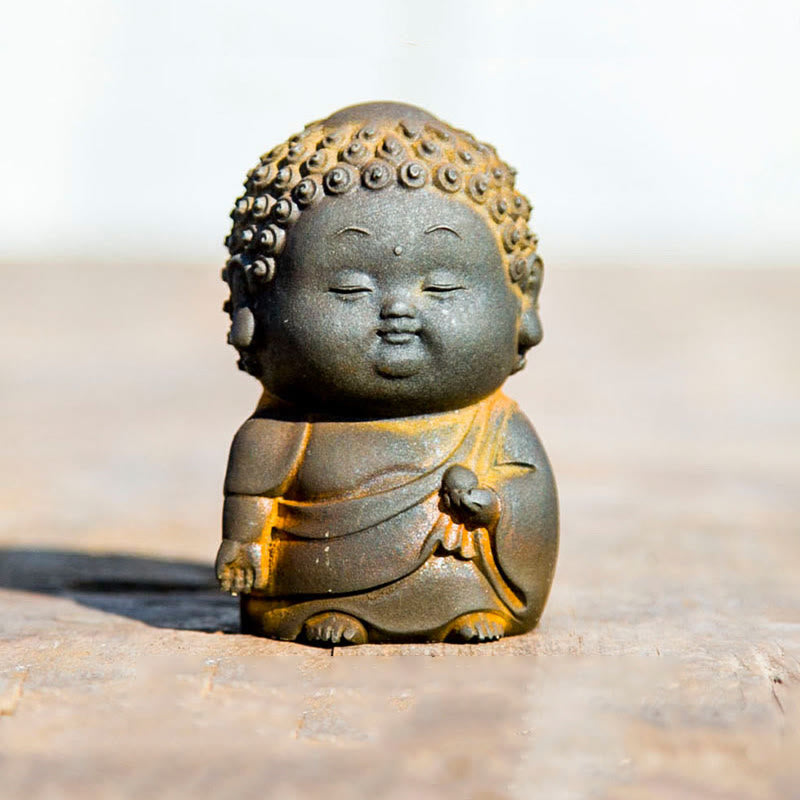 Petite statue de Bouddha debout 7,5 cm Décoration en résine de fer