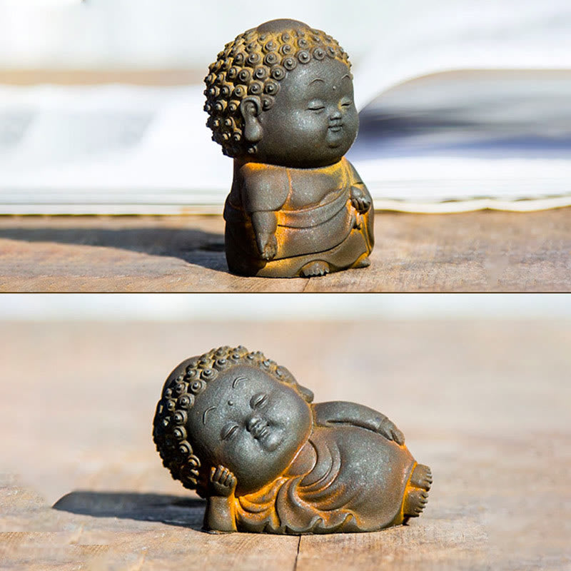 Petite statue de Bouddha debout 7,5 cm Décoration en résine de fer