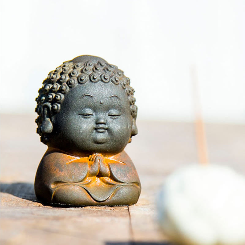 Petite statue de Bouddha debout 7,5 cm Décoration en résine de fer