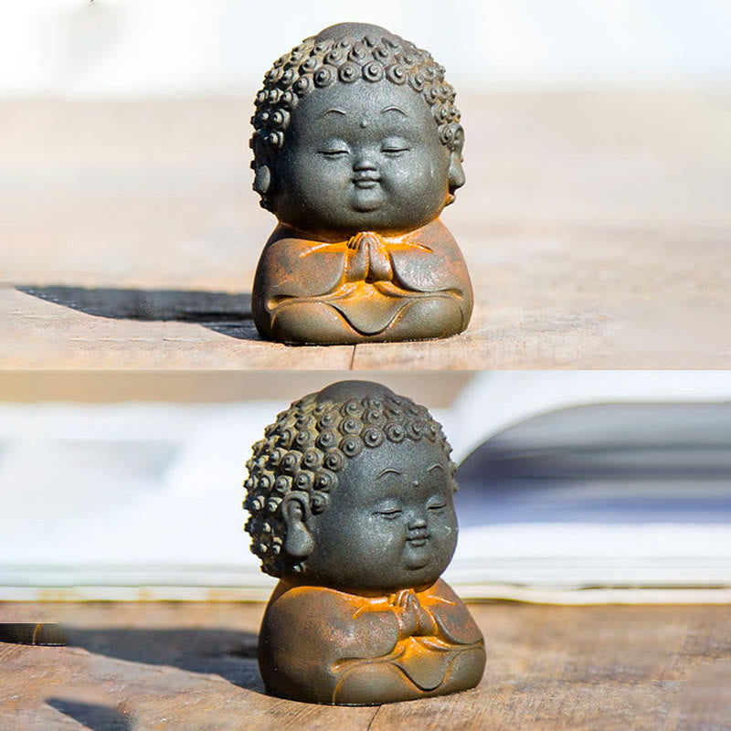 Petite statue de Bouddha debout 7,5 cm Décoration en résine de fer