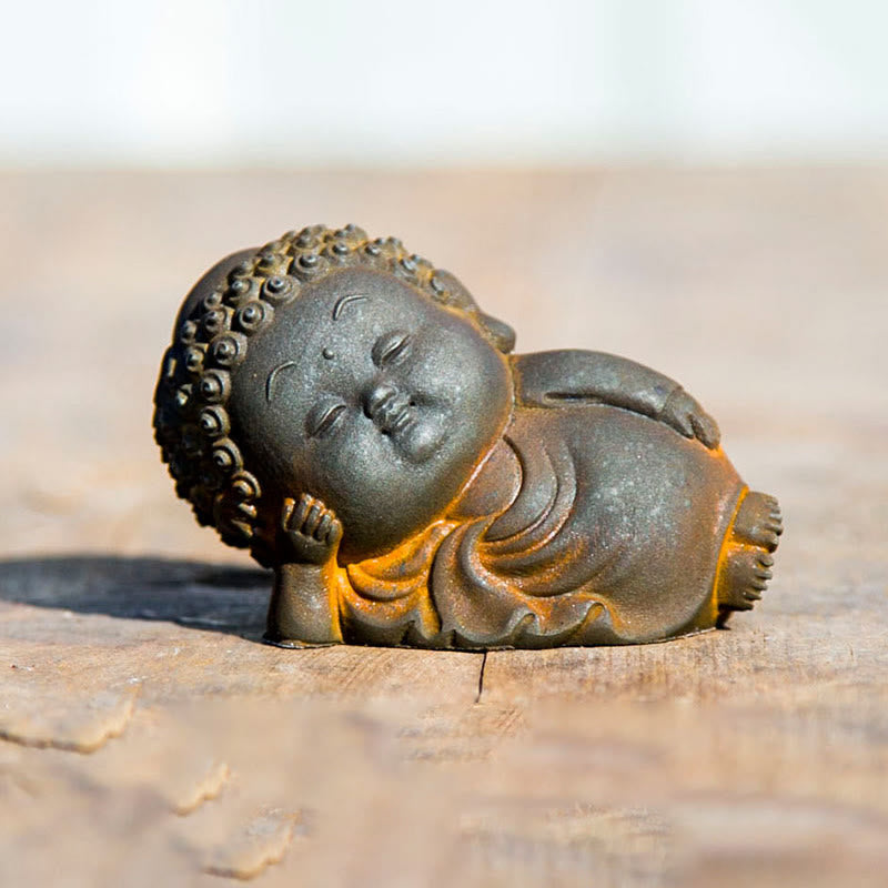 Petite statue de Bouddha debout 7,5 cm Décoration en résine de fer