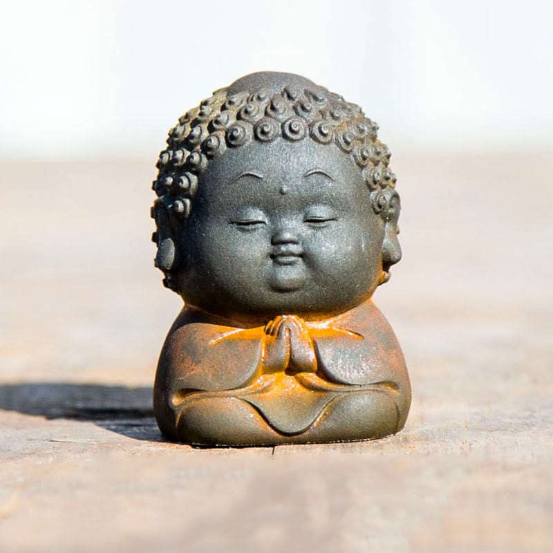 Petite statue de Bouddha debout 7,5 cm Décoration en résine de fer
