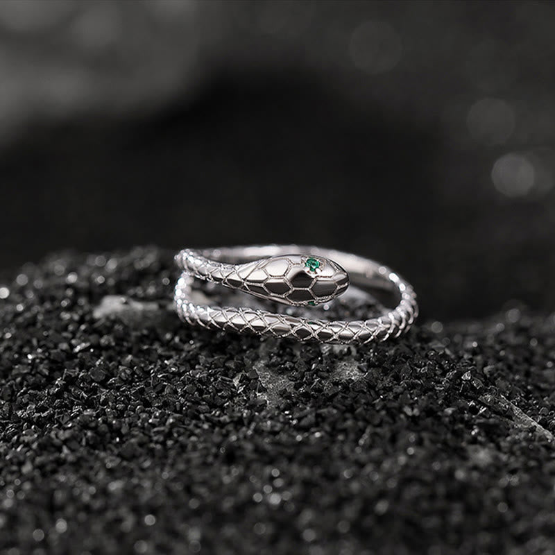 Bague de protection serpent en argent sterling
