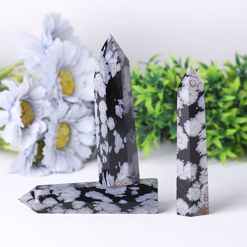 Snowflake Obsidian Crystal Tower 2.5-4 Inch for Chakra Balance