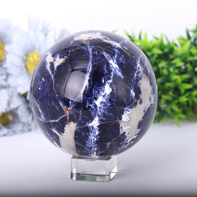 Sphère de cristal de sodalite de 2,5 à 4 pouces, orbe de guérison