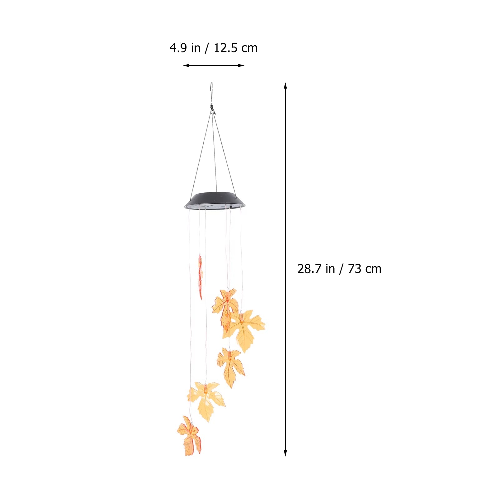 Solar-powered hanging wind chime with orange flower for Halloween Pumpkin Light Decor