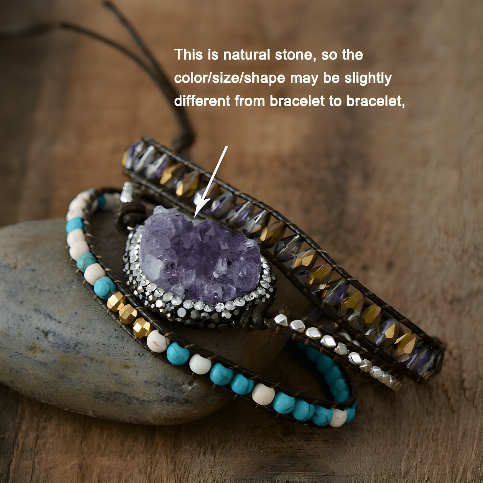 Bracelet spirituel en améthyste et druzy pour l'équilibre