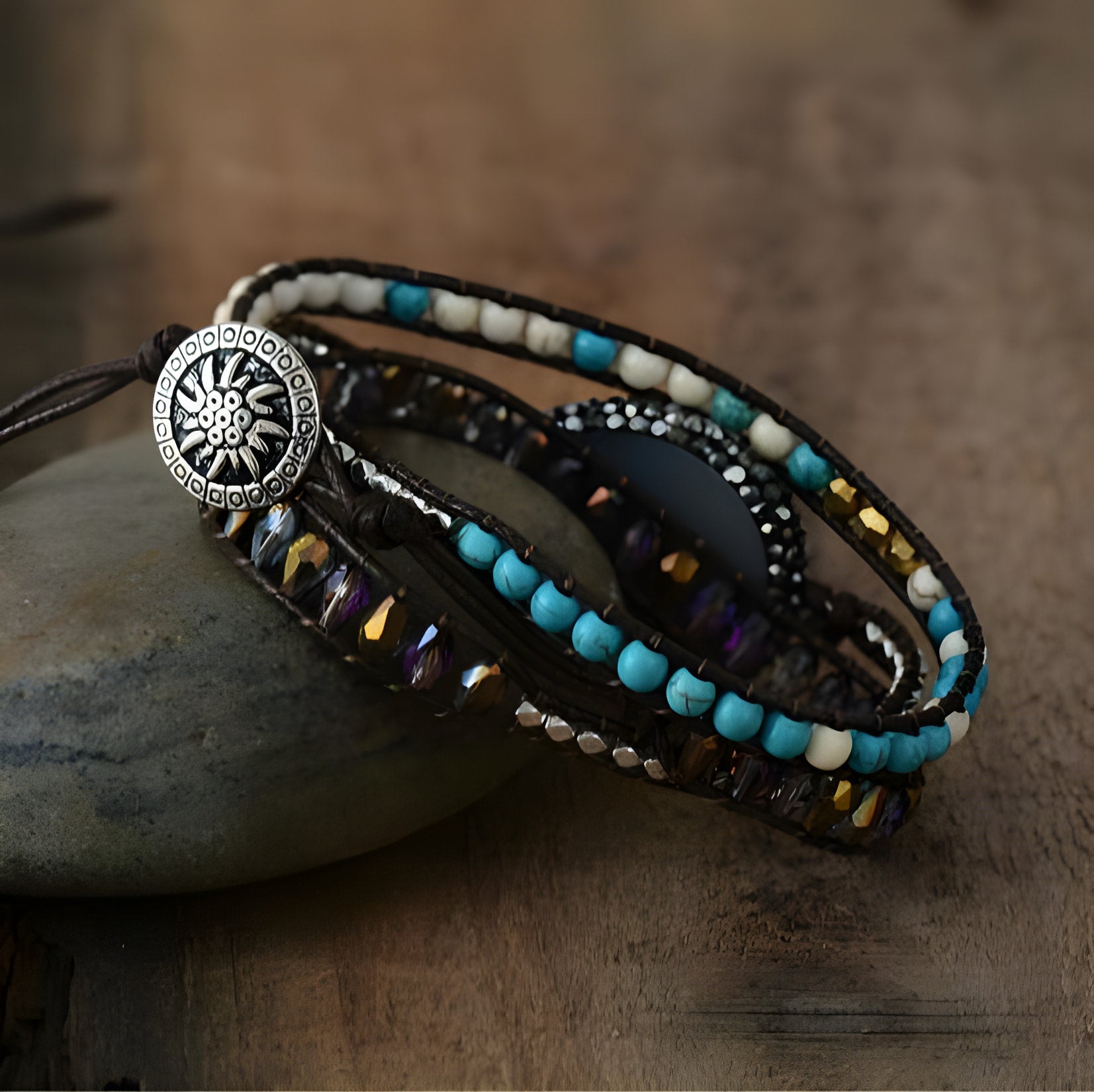 Bracelet spirituel en améthyste et druzy pour l'équilibre