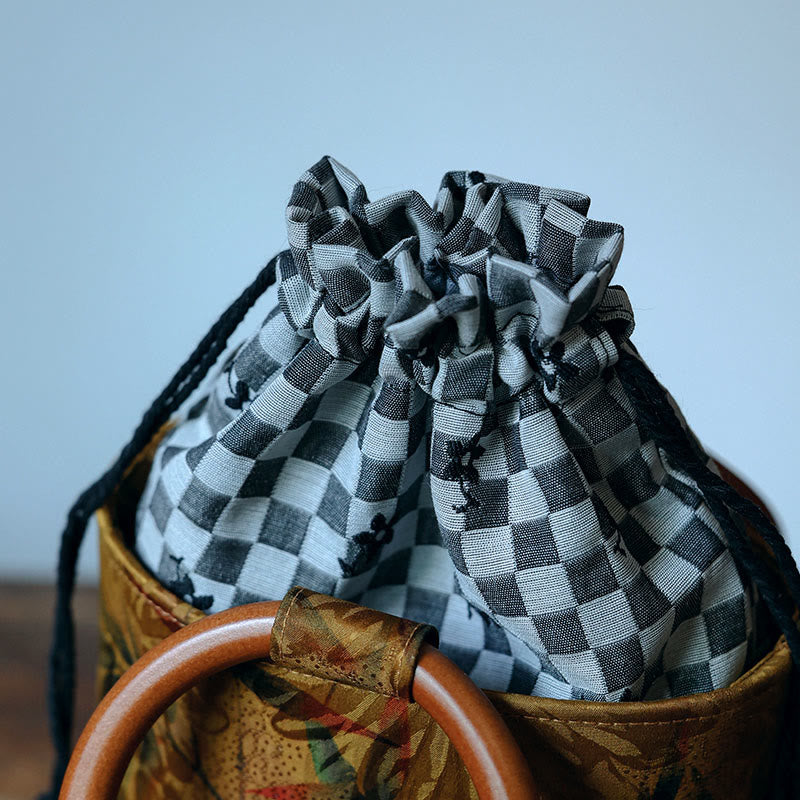 Sac à main spirituel avec poignée en bois et papillon en feuille de bambou