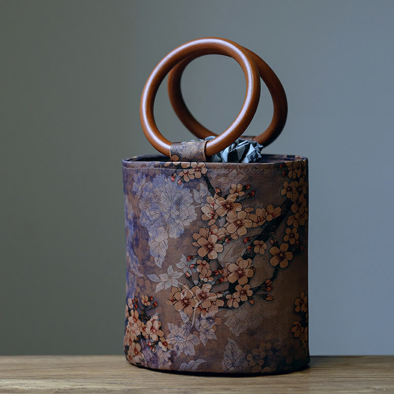 Sac à main spirituel avec poignée en bois et papillon en feuille de bambou