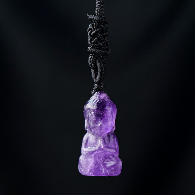 Collier en cristal de Bouddha spirituel avec améthyste et citrine