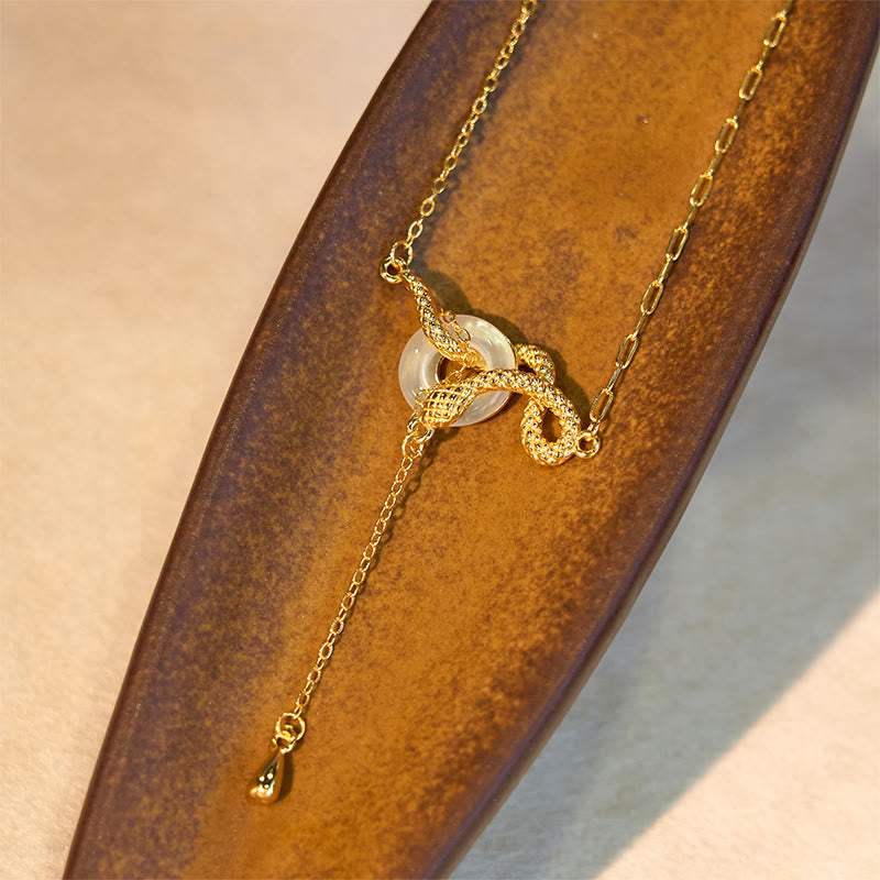 Collier avec boucle de paix en calcédoine spirituelle et serpent en argent 925