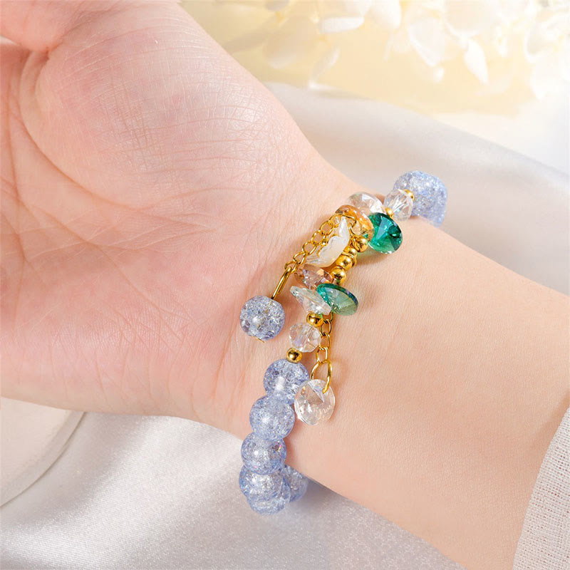 Bracelet spirituel en perles de verre avec breloque fleur pour la protection