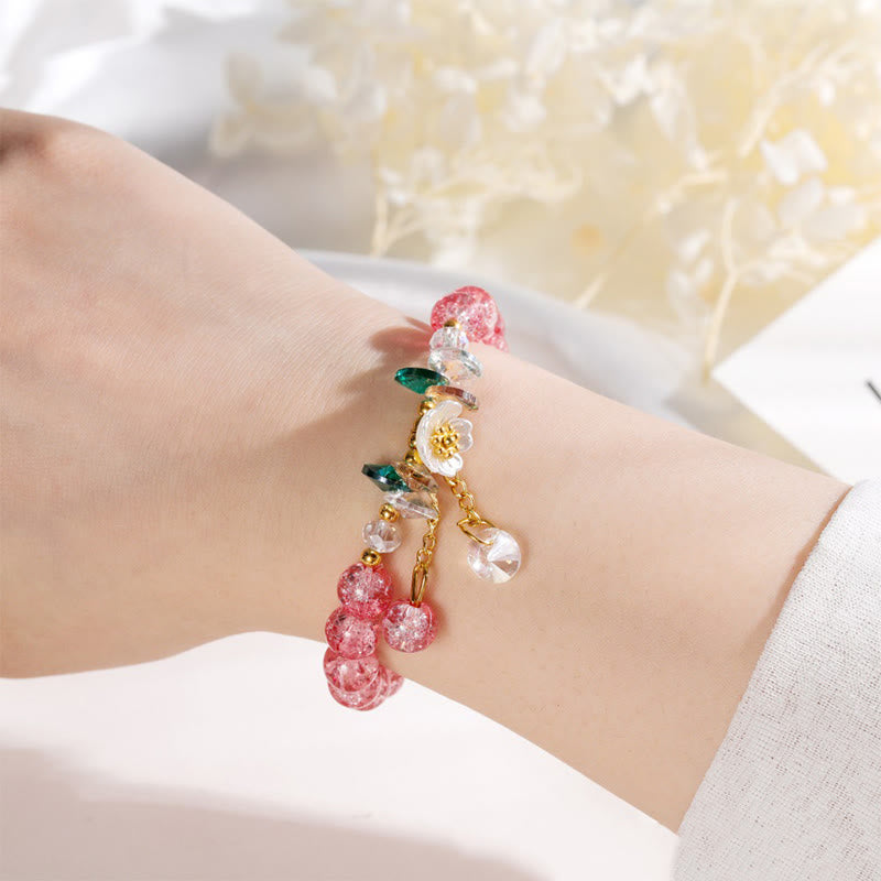 Bracelet spirituel en perles de verre avec breloque fleur pour la protection