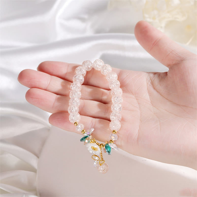Bracelet spirituel en perles de verre avec breloque fleur pour la protection
