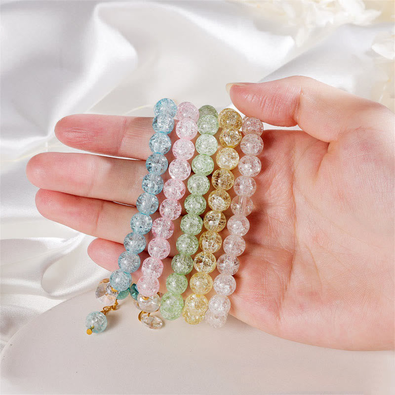 Bracelet spirituel en perles de verre avec breloque fleur pour la protection