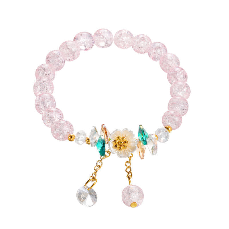 Bracelet spirituel en perles de verre avec breloque fleur pour la protection