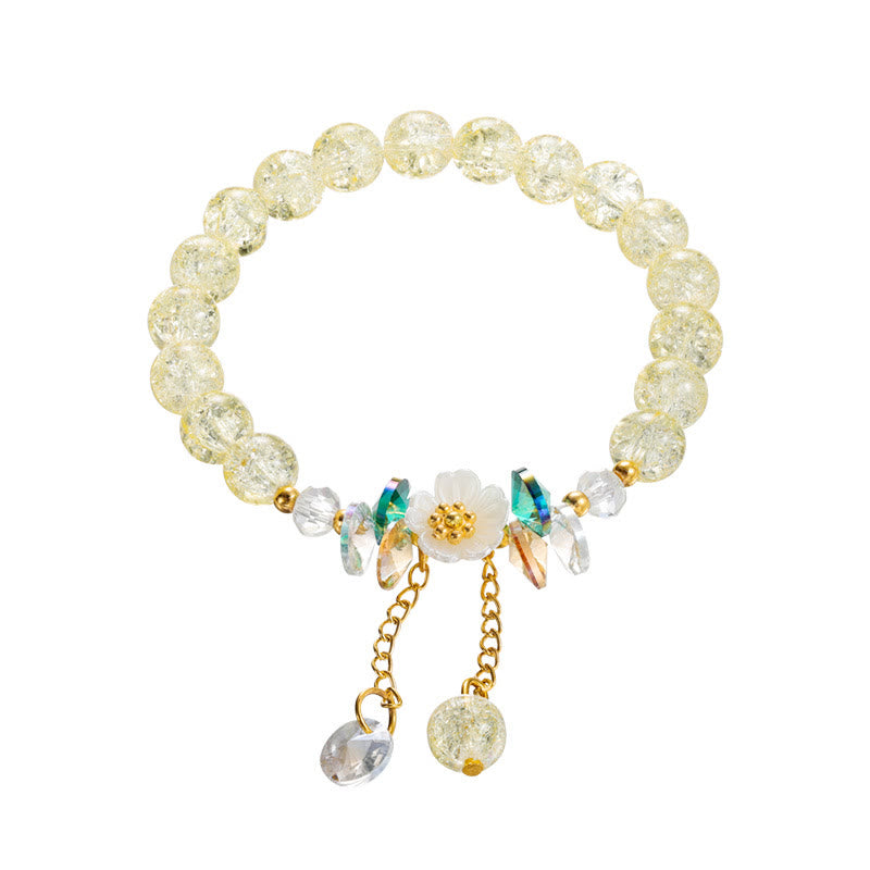 Bracelet spirituel en perles de verre avec breloque fleur pour la protection