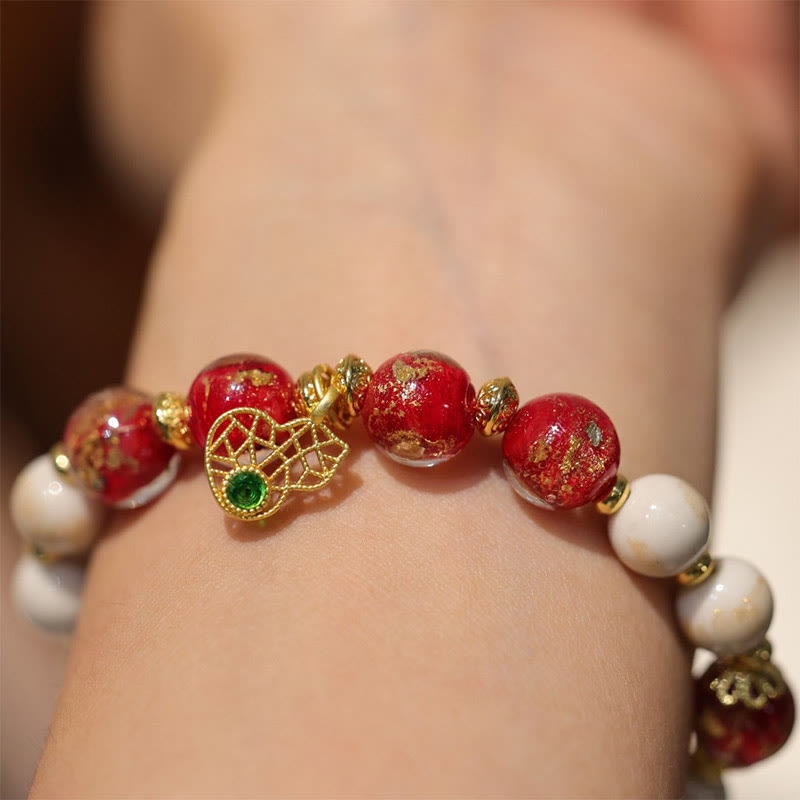 Bracelet Gourde Spirituelle Dieu de la Richesse avec Perles de Verre Liuli