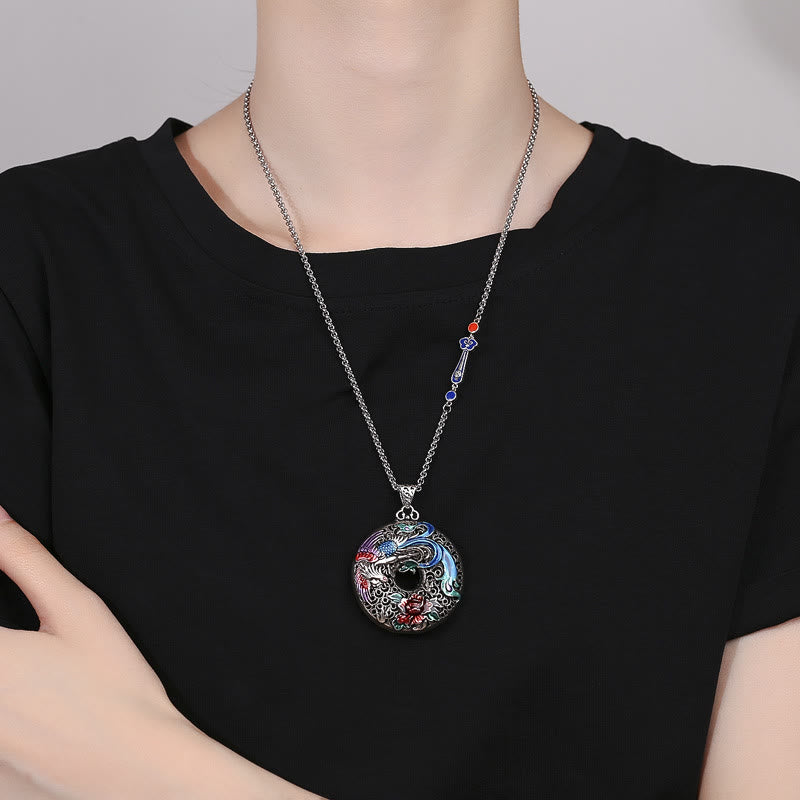 Collier de protection spirituelle Phoenix Pivoine 60 cm