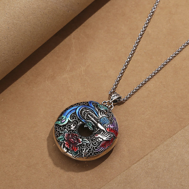 Collier de protection spirituelle Phoenix Pivoine 60 cm