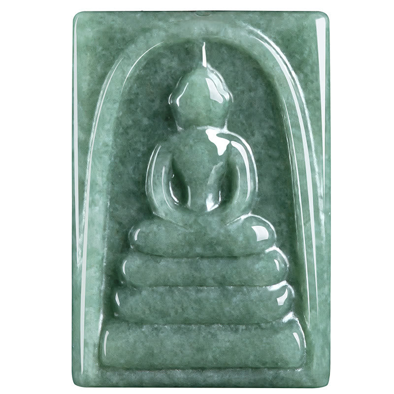 Collier Bouddha carré en jade pour la prospérité et l'équilibre spirituel