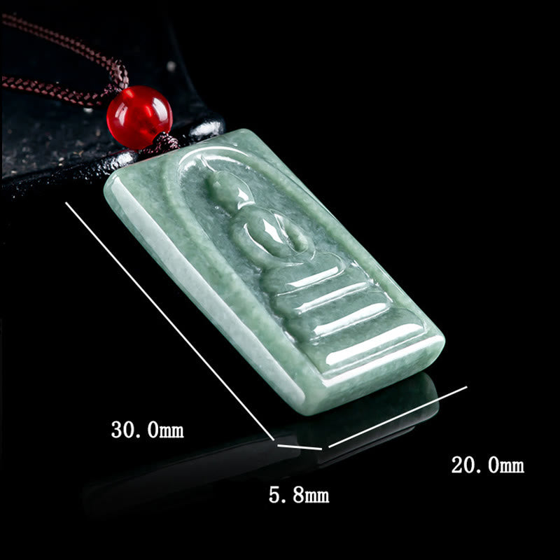 Collier Bouddha carré en jade pour la prospérité et l'équilibre spirituel