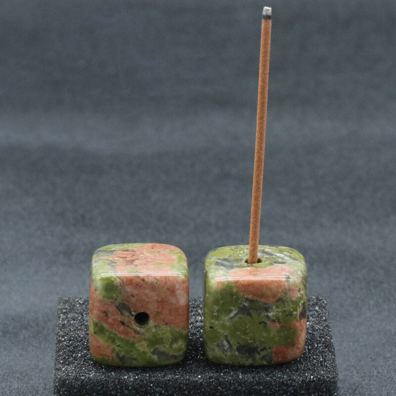 Porte-encens carré en pierre de quartz naturel