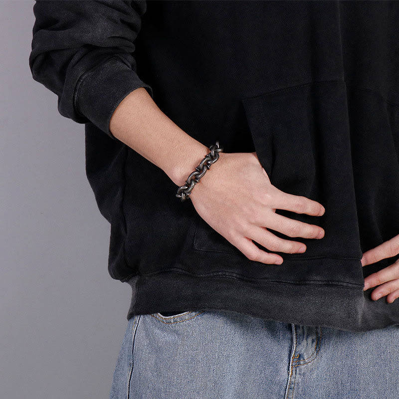 Bracelet spirituel en acier titane à rivets carrés pour l'équilibre