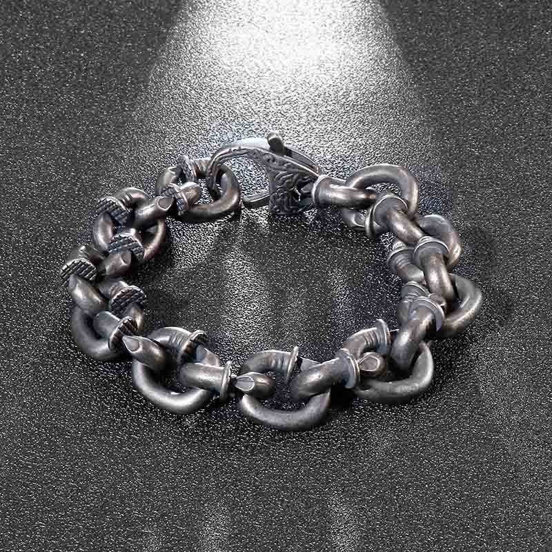 Bracelet spirituel en acier titane à rivets carrés pour l'équilibre