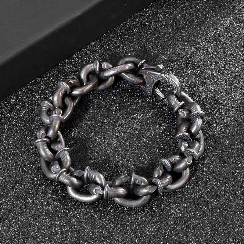 Bracelet spirituel en acier titane à rivets carrés pour l'équilibre