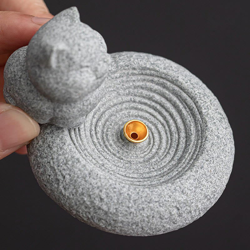 Brûle-encens en céramique pour chat debout 7,6 cm pour la méditation