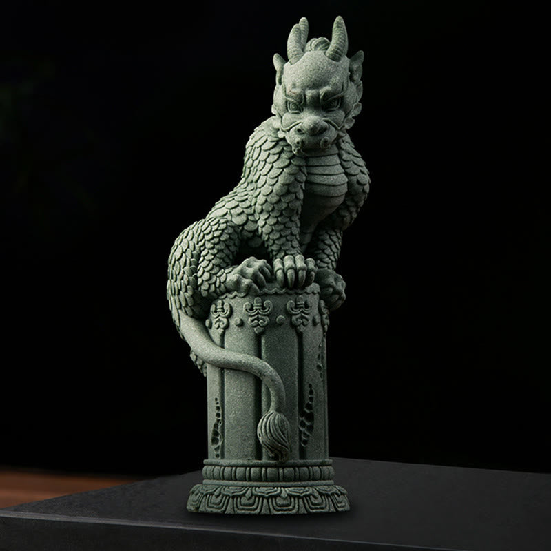 Statue de dragon chinois Feng Shui debout pour la chance et le succès