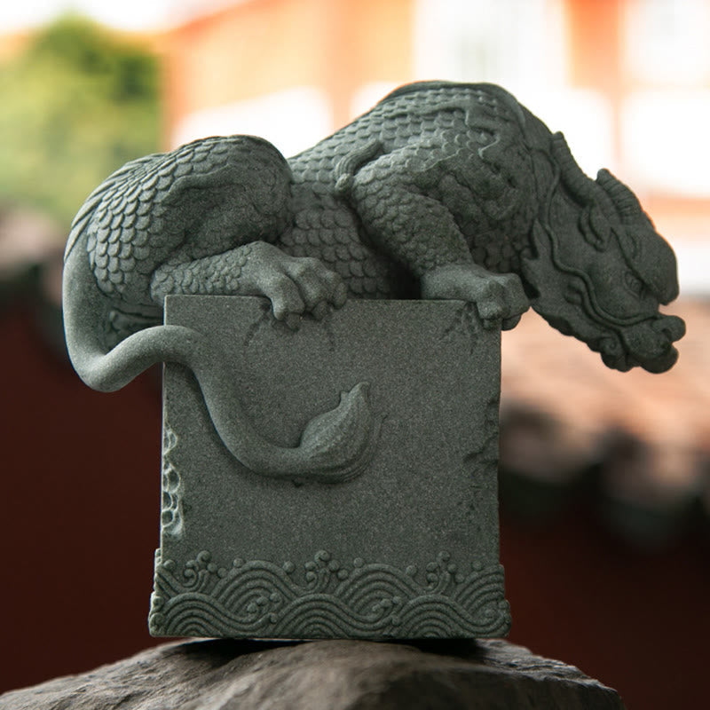 Statue de dragon chinois Feng Shui debout pour la chance et le succès