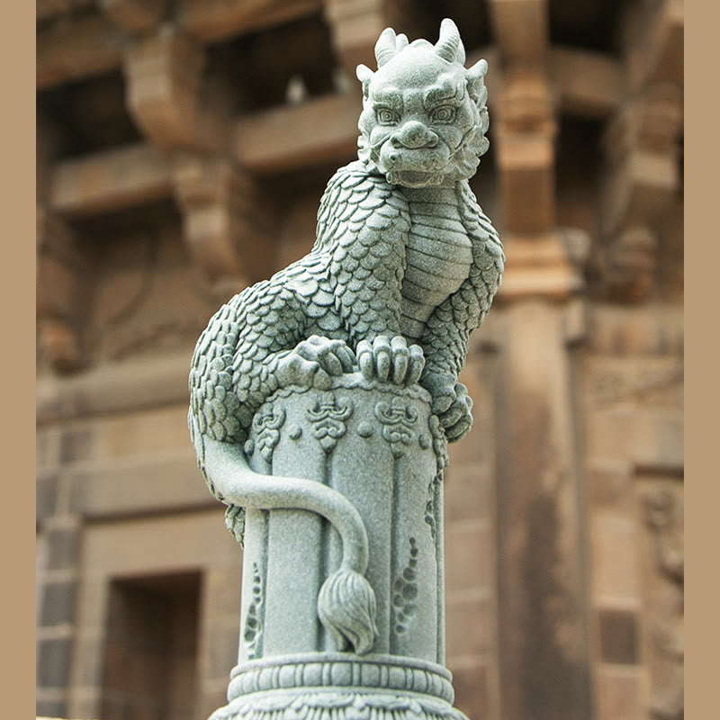 Statue de dragon chinois Feng Shui debout pour la chance et le succès