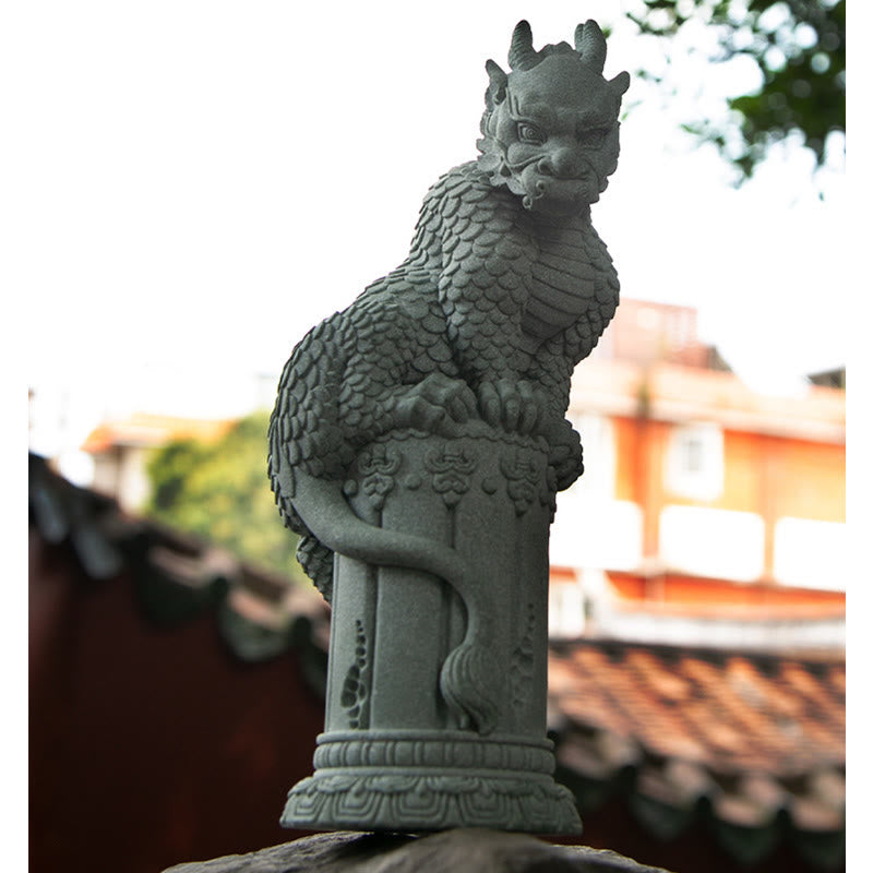 Statue de dragon chinois Feng Shui debout pour la chance et le succès