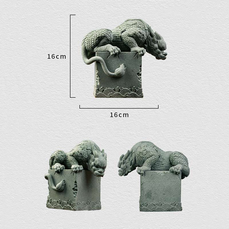 Statue de dragon chinois Feng Shui debout pour la chance et le succès