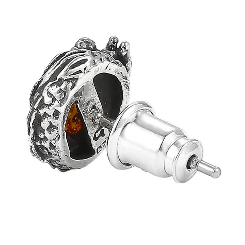 Boucles d'oreilles à tige en argent sterling avec dragon ambré et succès