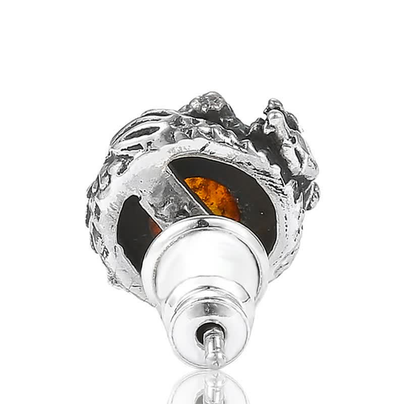 Boucles d'oreilles à tige en argent sterling avec dragon ambré et succès