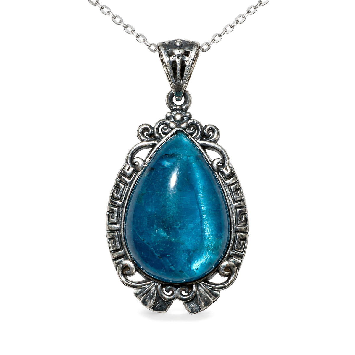 Sterling Silver Amethyst Pendant for Healing & Meditation, Blue Apetite, on a white background
