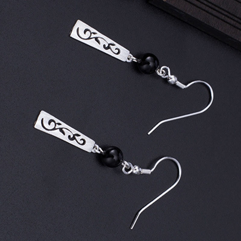 Boucles d'oreilles de protection en argent sterling et onyx noir