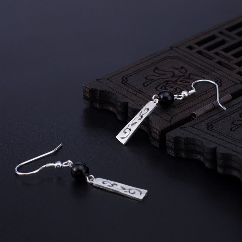 Boucles d'oreilles de protection en argent sterling et onyx noir