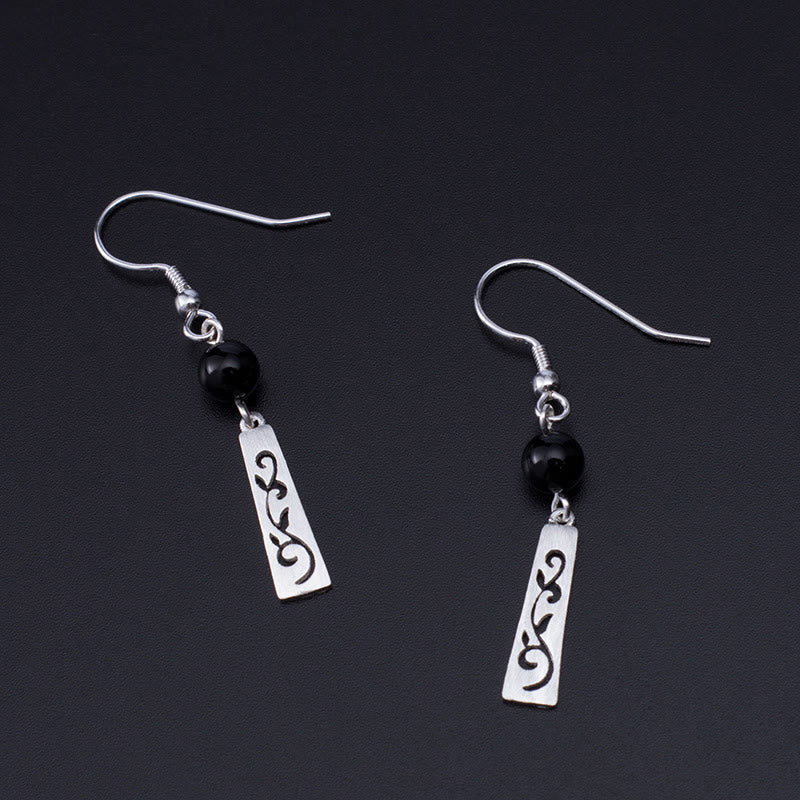 Boucles d'oreilles de protection en argent sterling et onyx noir