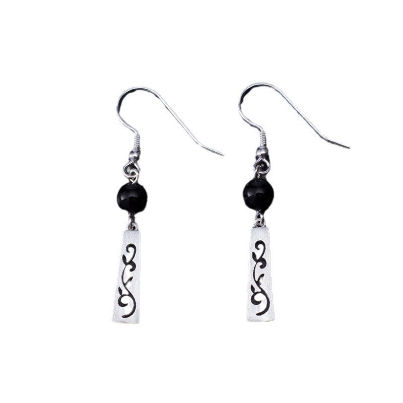 Boucles d'oreilles de protection en argent sterling et onyx noir