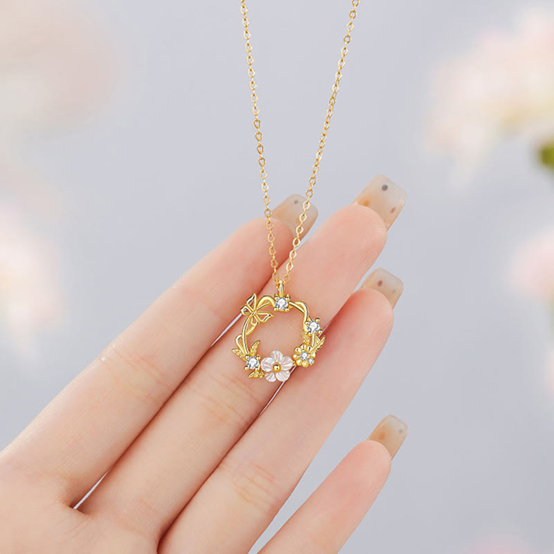 Collier de bénédiction en argent sterling avec coquillage papillon