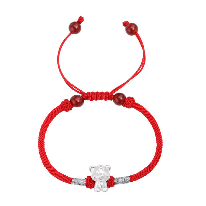 Bracelet en argent sterling avec symbole du zodiaque chinois et symbole de chance et de force