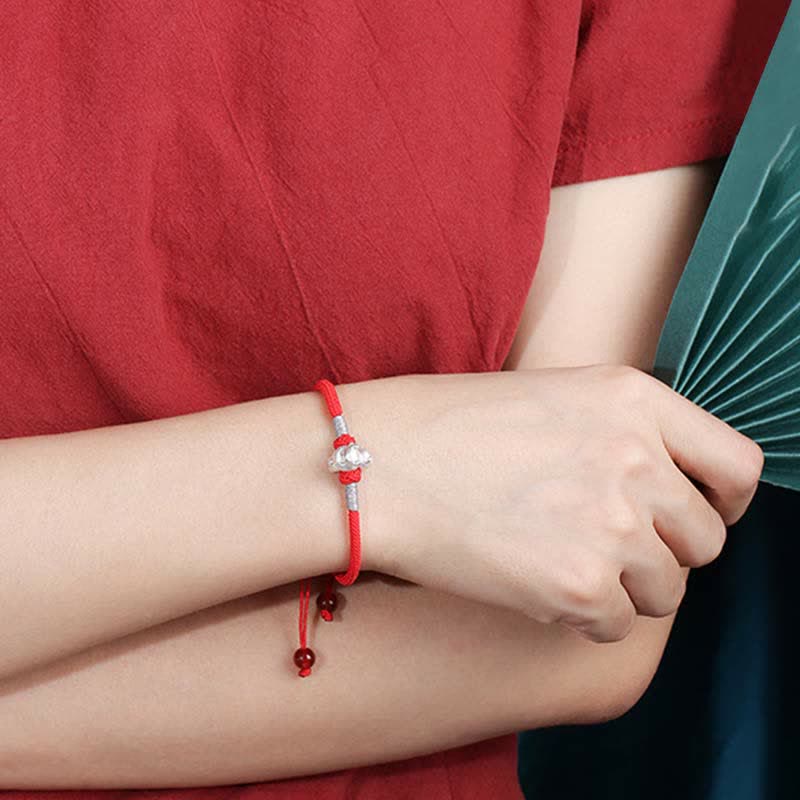 Bracelet en argent sterling avec symbole du zodiaque chinois et symbole de chance et de force