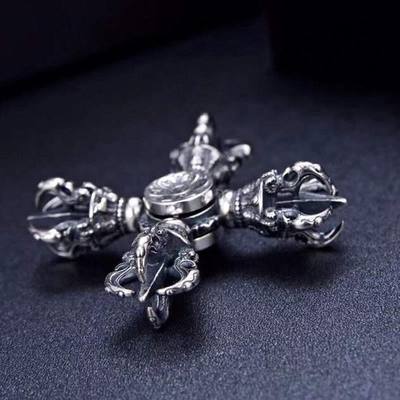 Pendentif Double Dorje Vajra en Argent Sterling Force Spirituelle