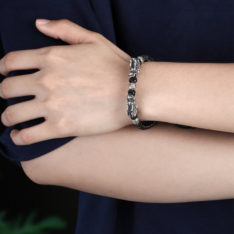 Bracelet double dragon en argent sterling | Chance et protection