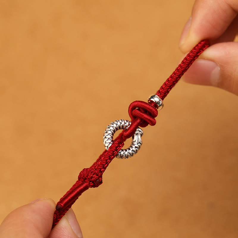 Bracelet boucle dragon paix en argent sterling